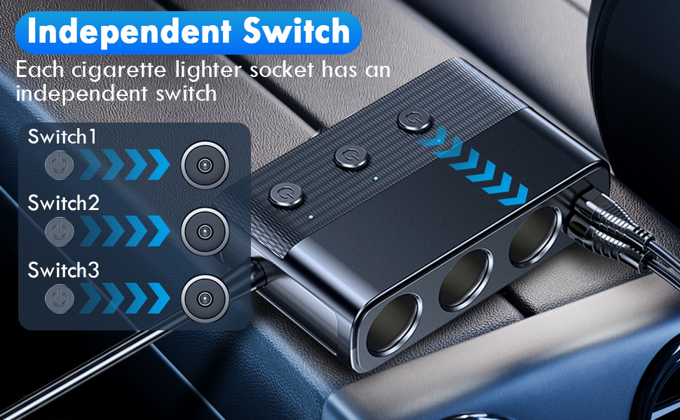 Multi-Prise Allume-Ciga_re Voiture 127W Ports QC3.0 et PD - موزع مأخذ ولاعة السيارة المتعدد مع شواحن سريعة وزر تحكم - 9