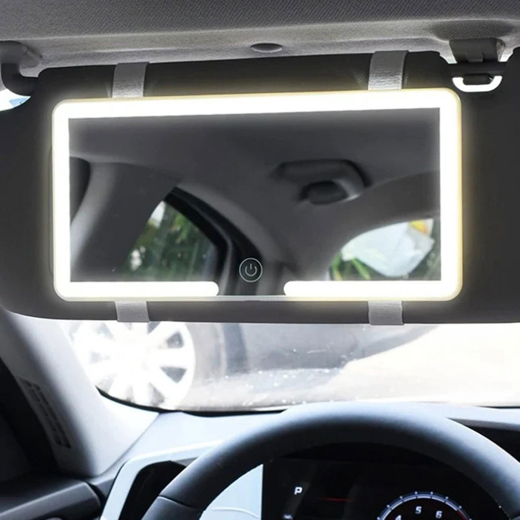 Miroir de courtoisie rechargeable avec 3 modes d'éclairage et écran tactile - مرآة سيارة - 1