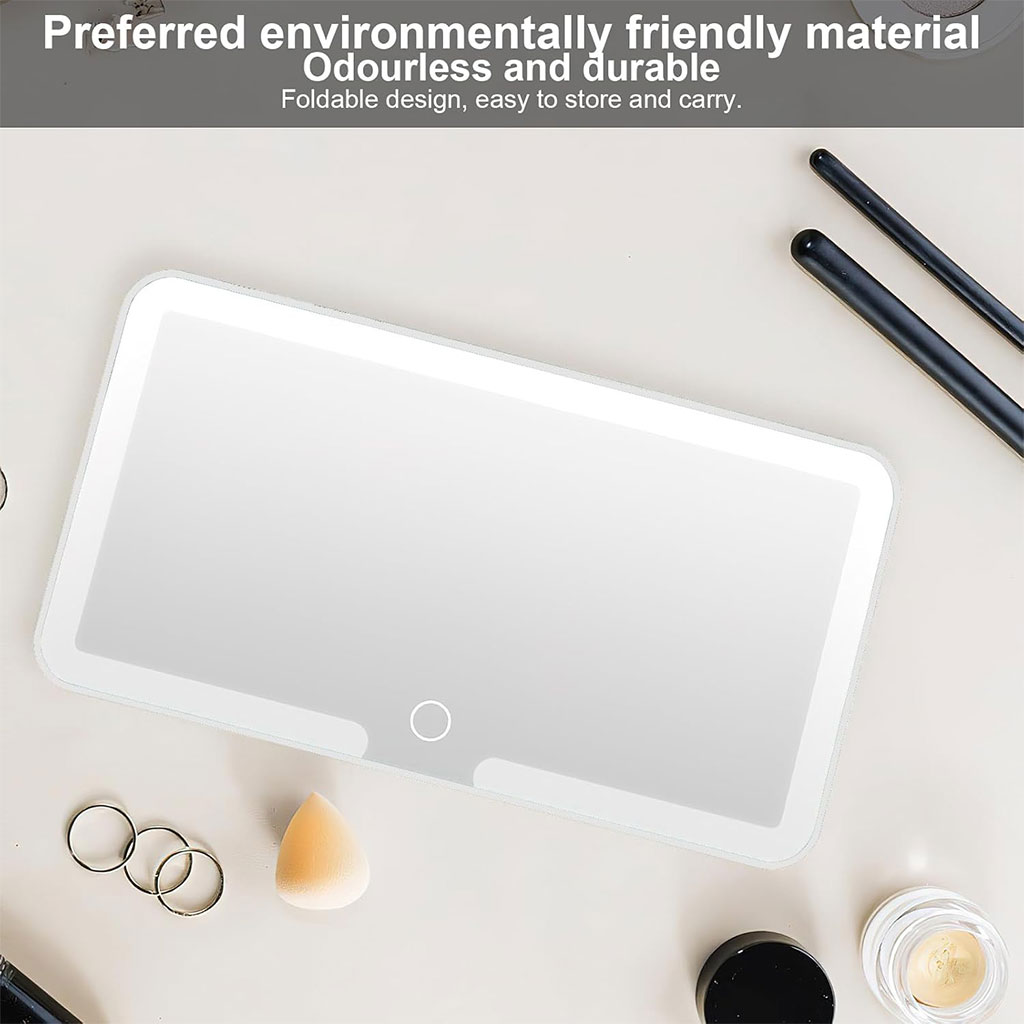 Miroir de courtoisie rechargeable avec 3 modes d'éclairage et écran tactile - مرآة سيارة - 5