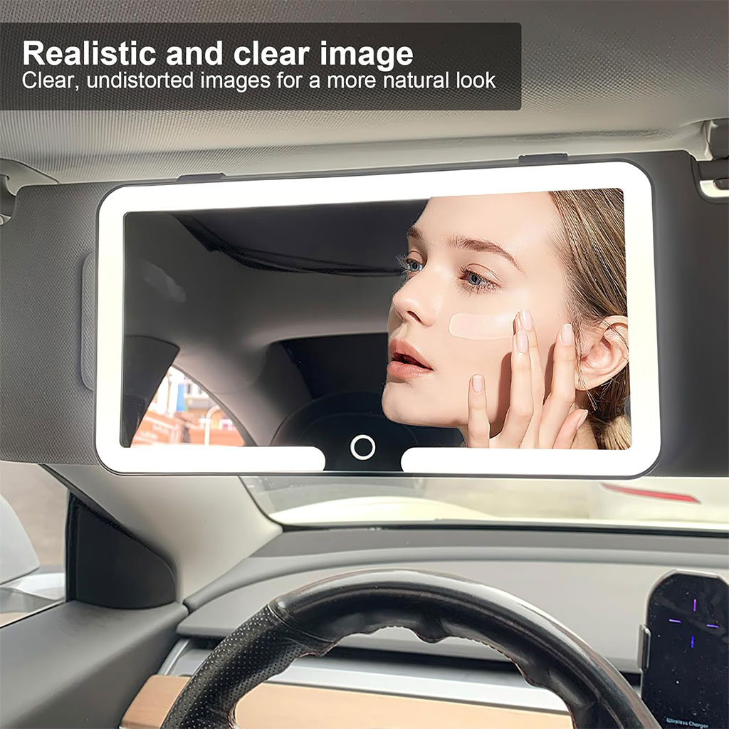 Miroir de courtoisie rechargeable avec 3 modes d'éclairage et écran tactile - مرآة سيارة - 6