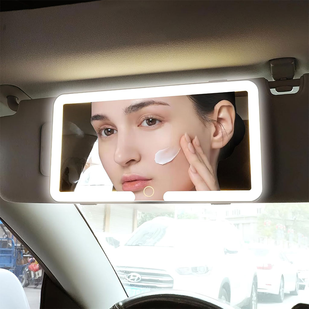 Miroir de courtoisie rechargeable avec 3 modes d'éclairage et écran tactile - مرآة سيارة - 7