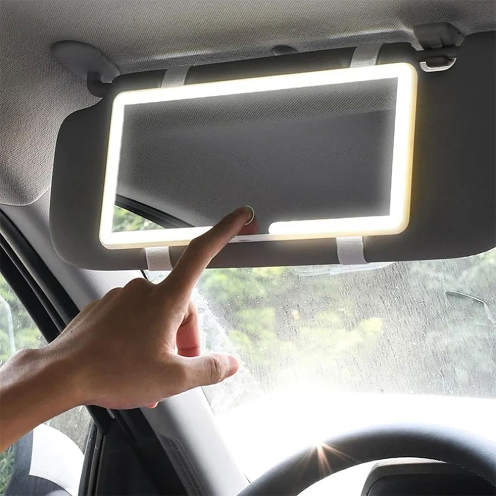 Miroir de courtoisie rechargeable avec 3 modes d'éclairage et écran tactile - مرآة سيارة - 8