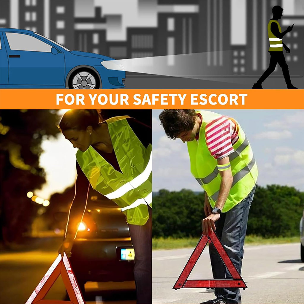 Kit de Sécurité Routière pour Voiture Gilet Fluo Réfléchissant et Triangle de Signalisation d'Urgence - باك الطوارئ للسيارات سترة عاكسة مع مثلث تحذير 6