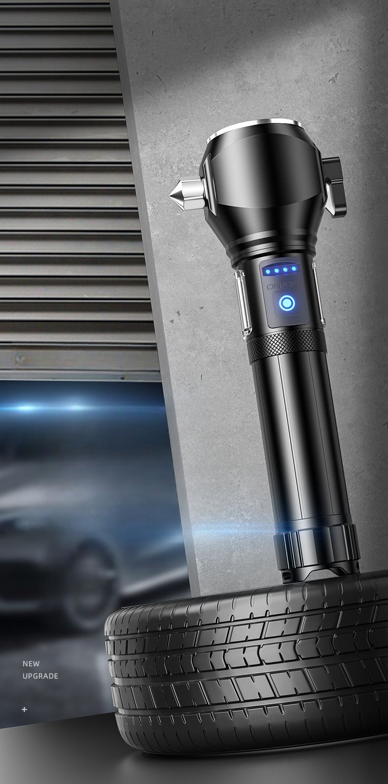 Lampe Torche Tactique LED 1200 Lumens Portée 450m avec Éclairage Latéral - مصباح يدوي تكتيكي عالي الإضاءة متعدد الاستخدامات - 1