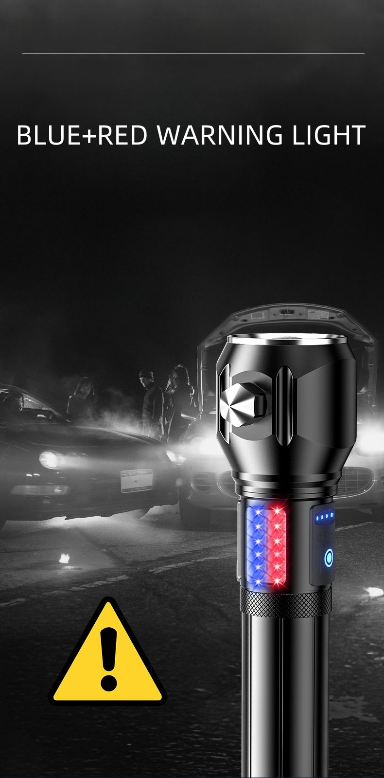 Lampe Torche Tactique LED 1200 Lumens Portée 450m avec Éclairage Latéral - مصباح يدوي تكتيكي عالي الإضاءة متعدد الاستخدامات - 6