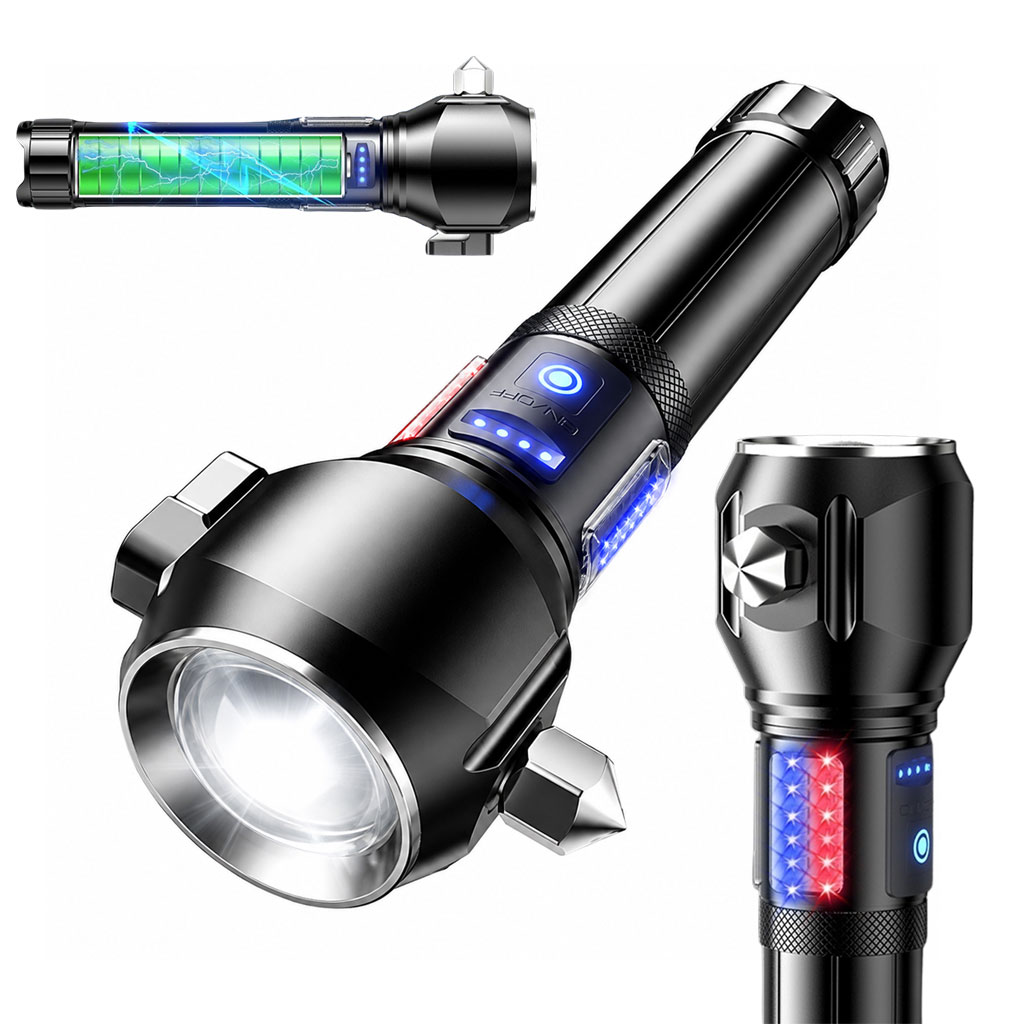 Lampe Torche Tactique LED 1200 Lumens Portée 450m avec Éclairage Latéral - مصباح يدوي تكتيكي عالي الإضاءة متعدد الاستخدامات 2