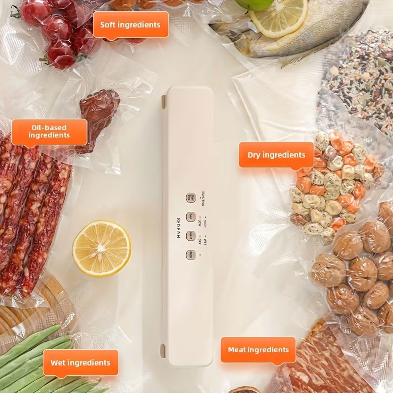 Machine Sous-Vide Alimentaire Red Fish avec 10 Sacs de Conservations - جهاز تغليف وتفريغ الهواء من الأطعمة 9