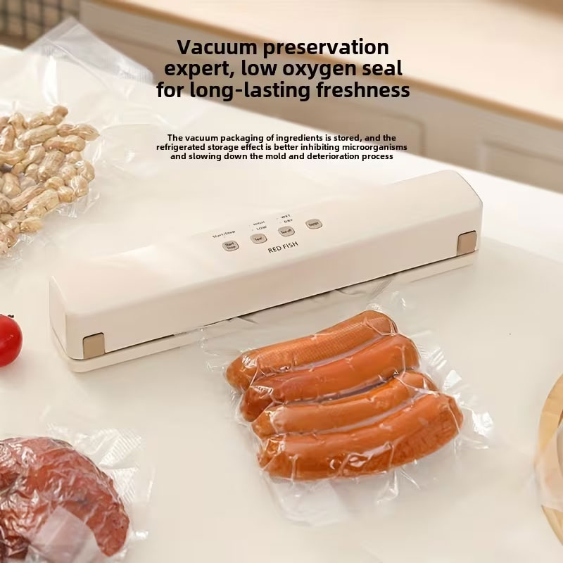 Machine Sous-Vide Alimentaire Red Fish avec 10 Sacs de Conservations - جهاز تغليف وتفريغ الهواء من الأطعمة 10