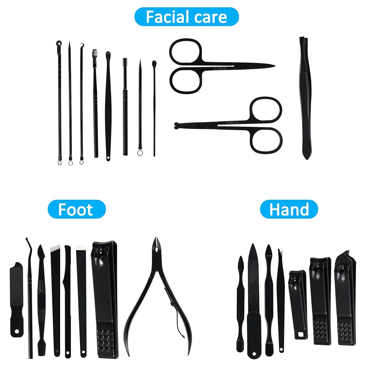Kit de manucure 26 PCS coupe-ongles professionnel en acier inoxydable - طقم العناية بالأظافر والجسم 5