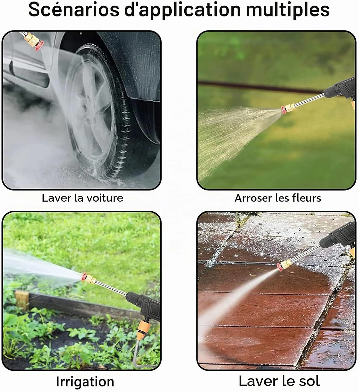 Pistolet à Eau Haute Pression, Nettoyeur Haute Pression sans Fil 30Bar-مسدس مياه عالي الضغط، منظف لاسلكي عالي الضغط بقوة 30 بار - 1