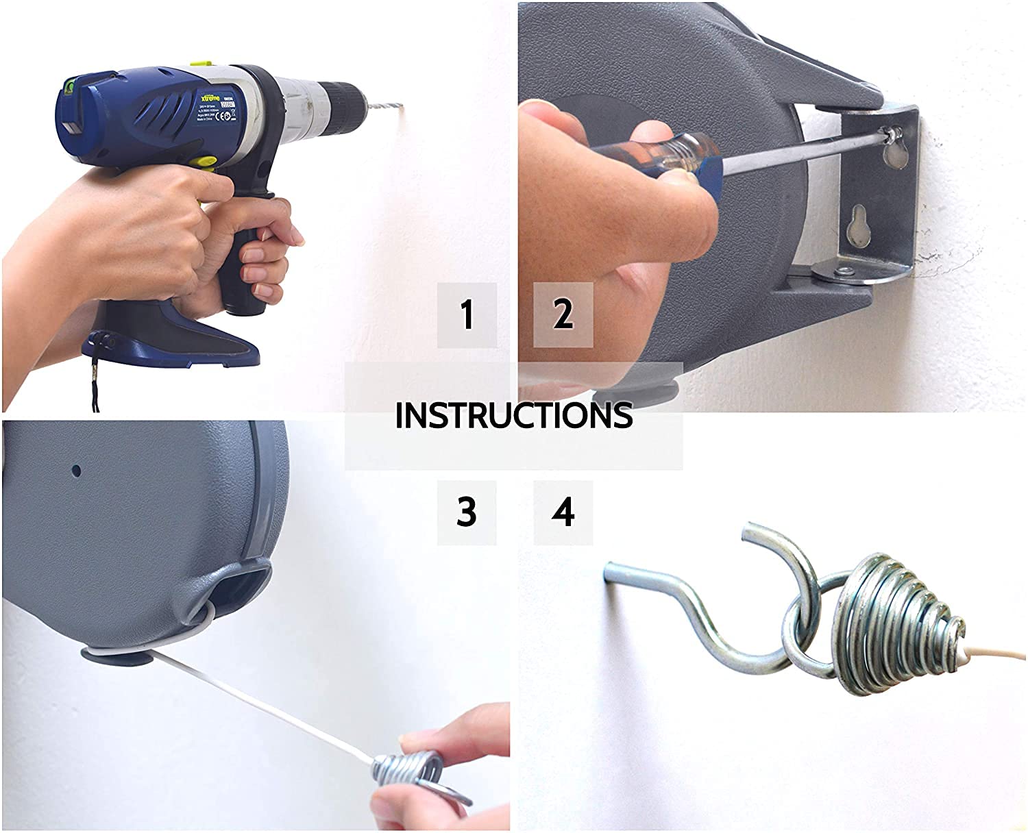 Corde à Linge Rétractable Automatique 15m Fixation Murale Supporte 10kg - حبل غسيل ملابس أوتوماتيكي قابل للسحب بطول 15 متراً