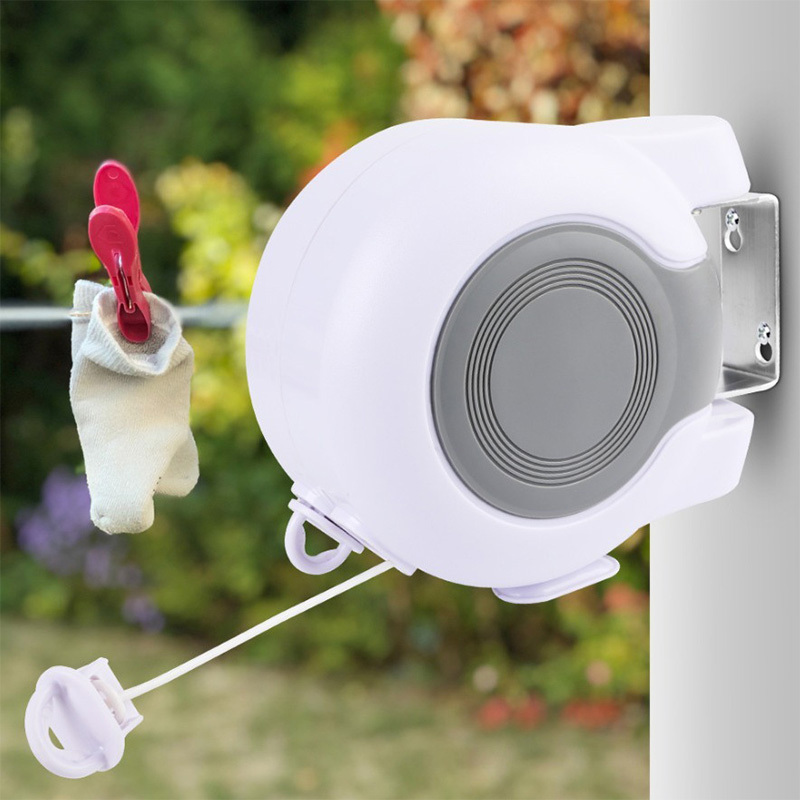 Double Corde à Linge Rétractable Automatique 30m Fixation Murale 2 Lignes Indépendantes - حبل غسيل أوتوماتيكي مزدوج قابل للسحب بطول 30 متراً (15×2) - 8