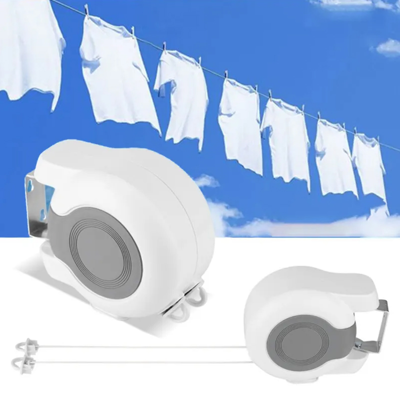 Double Corde à Linge Rétractable Automatique 30m Fixation Murale 2 Lignes Indépendantes - حبل غسيل أوتوماتيكي مزدوج قابل للسحب بطول 30 متراً (15×2) 4