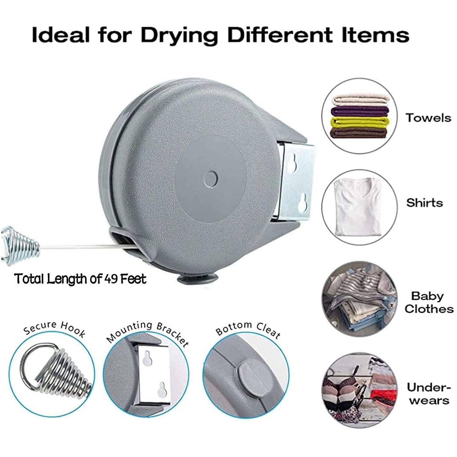 Corde à Linge Rétractable Automatique 15m Fixation Murale Supporte 10kg - حبل غسيل ملابس أوتوماتيكي قابل للسحب بطول 15 متراً 6