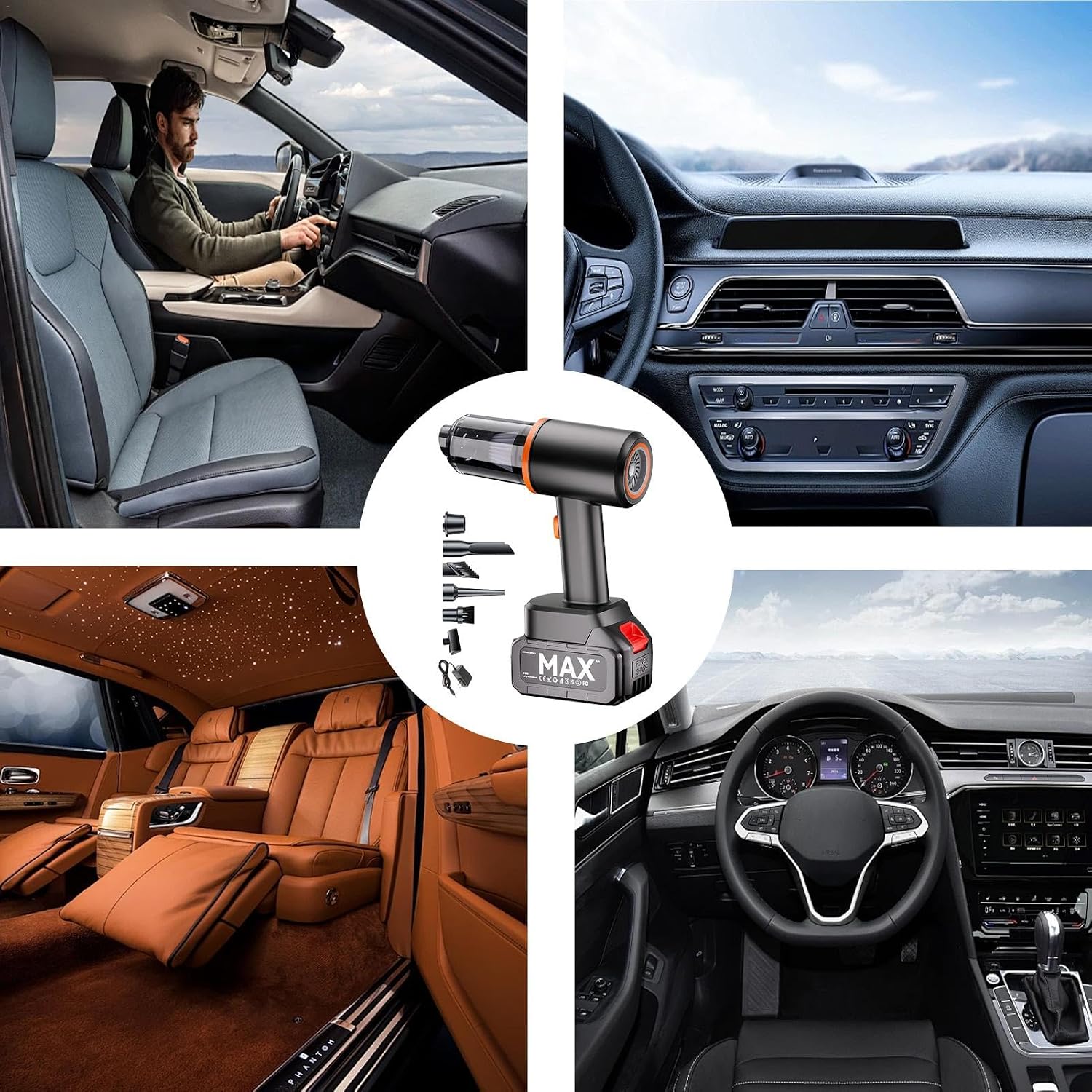 Aspirateur Voiture Sans Fil Rechargeable Aspiration Puissante Compact et Multifonction - مكنسة السيارة الكهربائية اللاسلكية المحمولة - 5