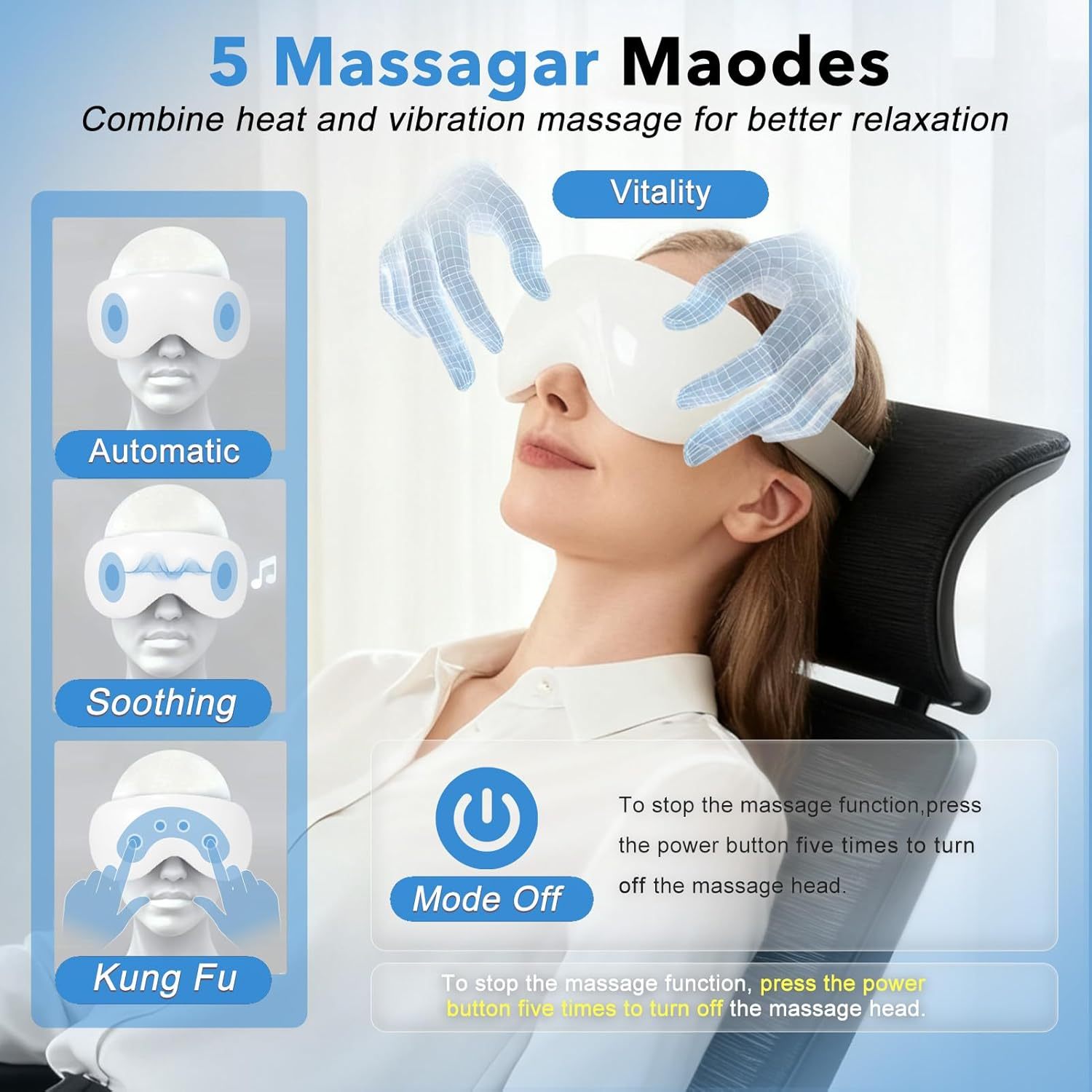 Masseur Oculaire Intelligent 12 Nœuds Compresses Chaudes et Froides Musique Intégrée - جهاز مساج العين الذكي مع خاصية التبريد والحرارة والموسيقى - 20
