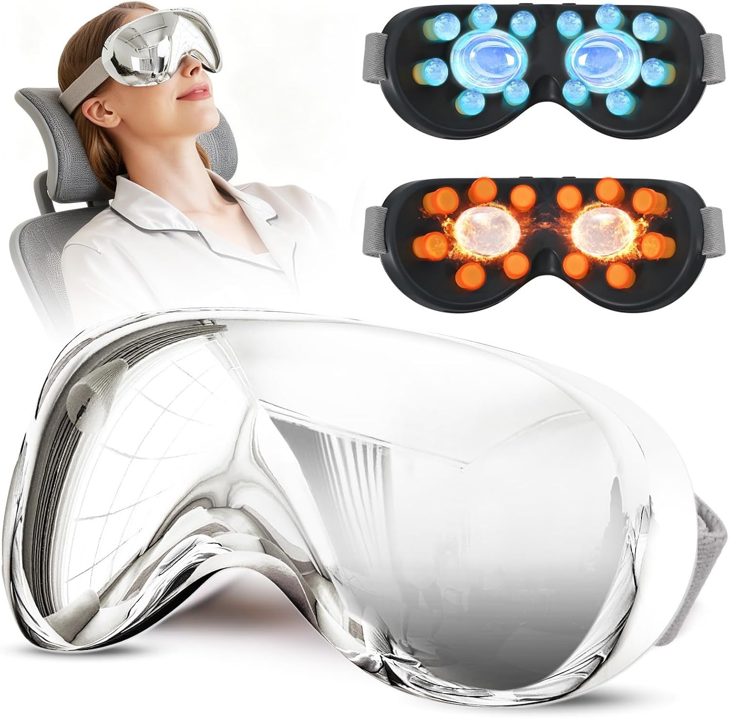 Masseur Oculaire Intelligent 12 Nœuds Compresses Chaudes et Froides Musique Intégrée - جهاز مساج العين الذكي مع خاصية التبريد والحرارة والموسيقى 9