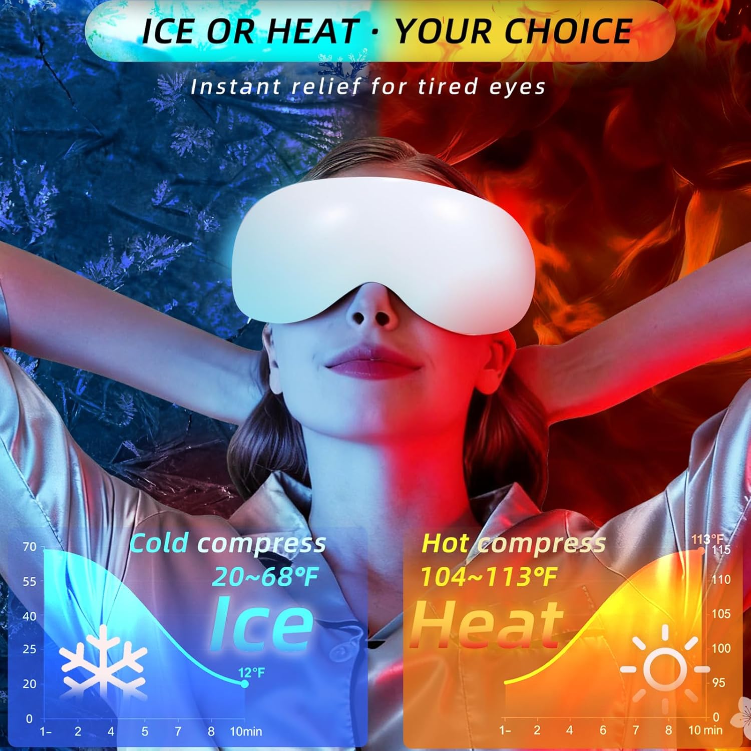 Masseur Oculaire Intelligent 12 Nœuds Compresses Chaudes et Froides Musique Intégrée - جهاز مساج العين الذكي مع خاصية التبريد والحرارة والموسيقى 22