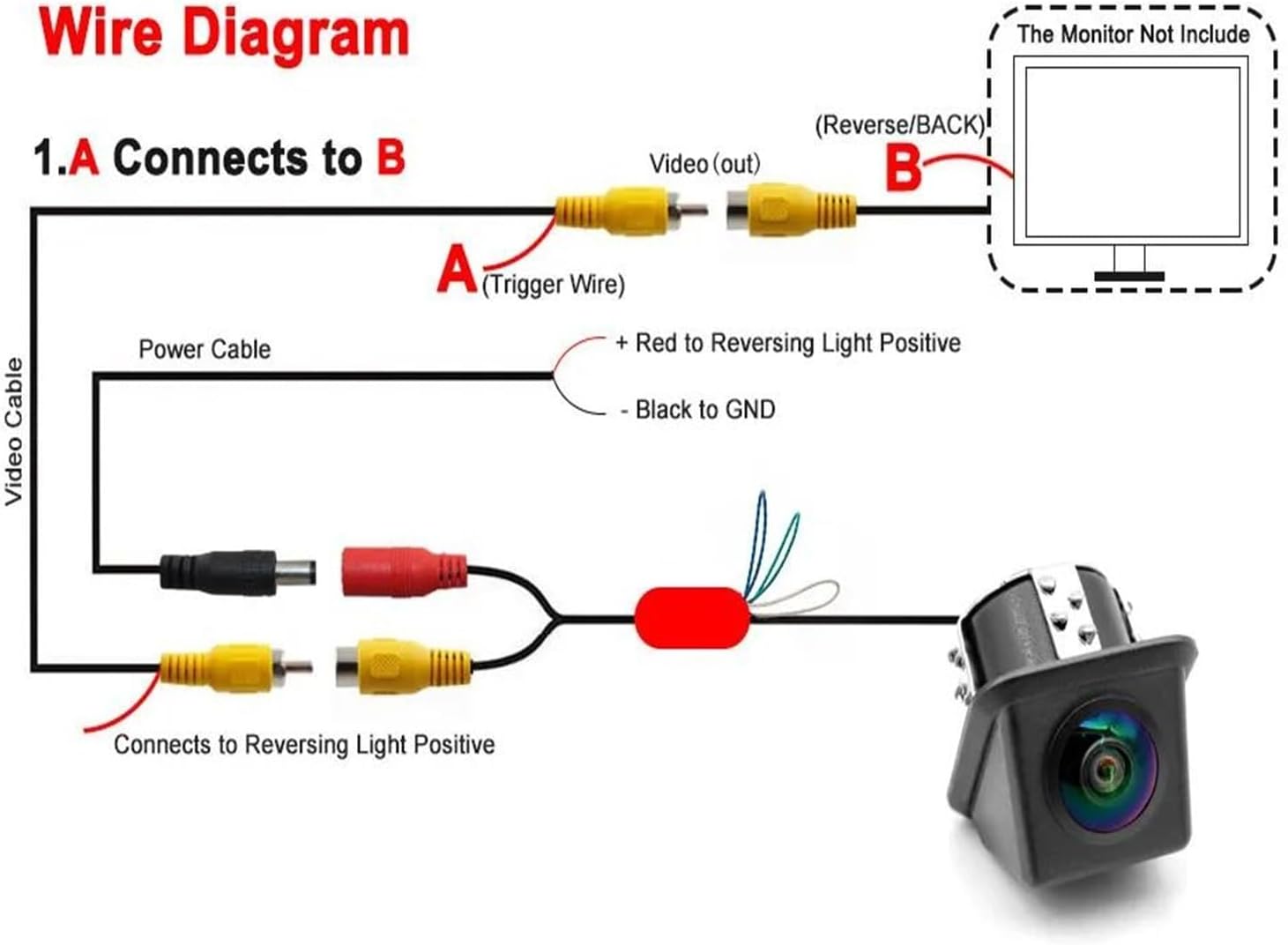 Caméra de Recul HD Auto Angle 170° Étanche Assistance au Stationnement - كاميرا الروئية الخلفية للسيارة عالية الدقة - 3