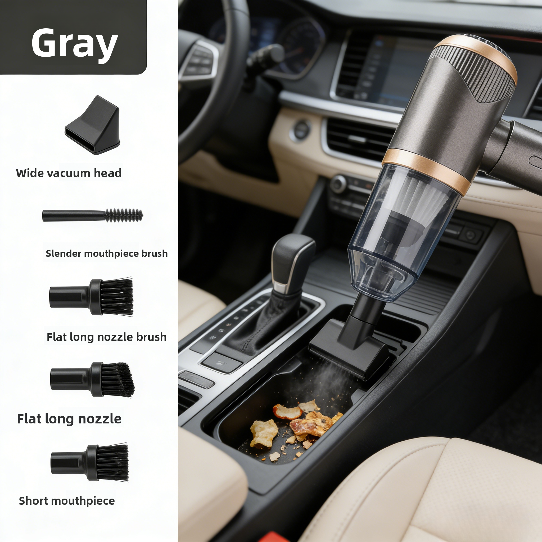 Aspirateur Sans Fil Portatif 4en1 Pour Voiture et Maison Suction 5000Pa - مكنسة لاسلكية محمولة للسيارة والمنزل 4 في 1 11
