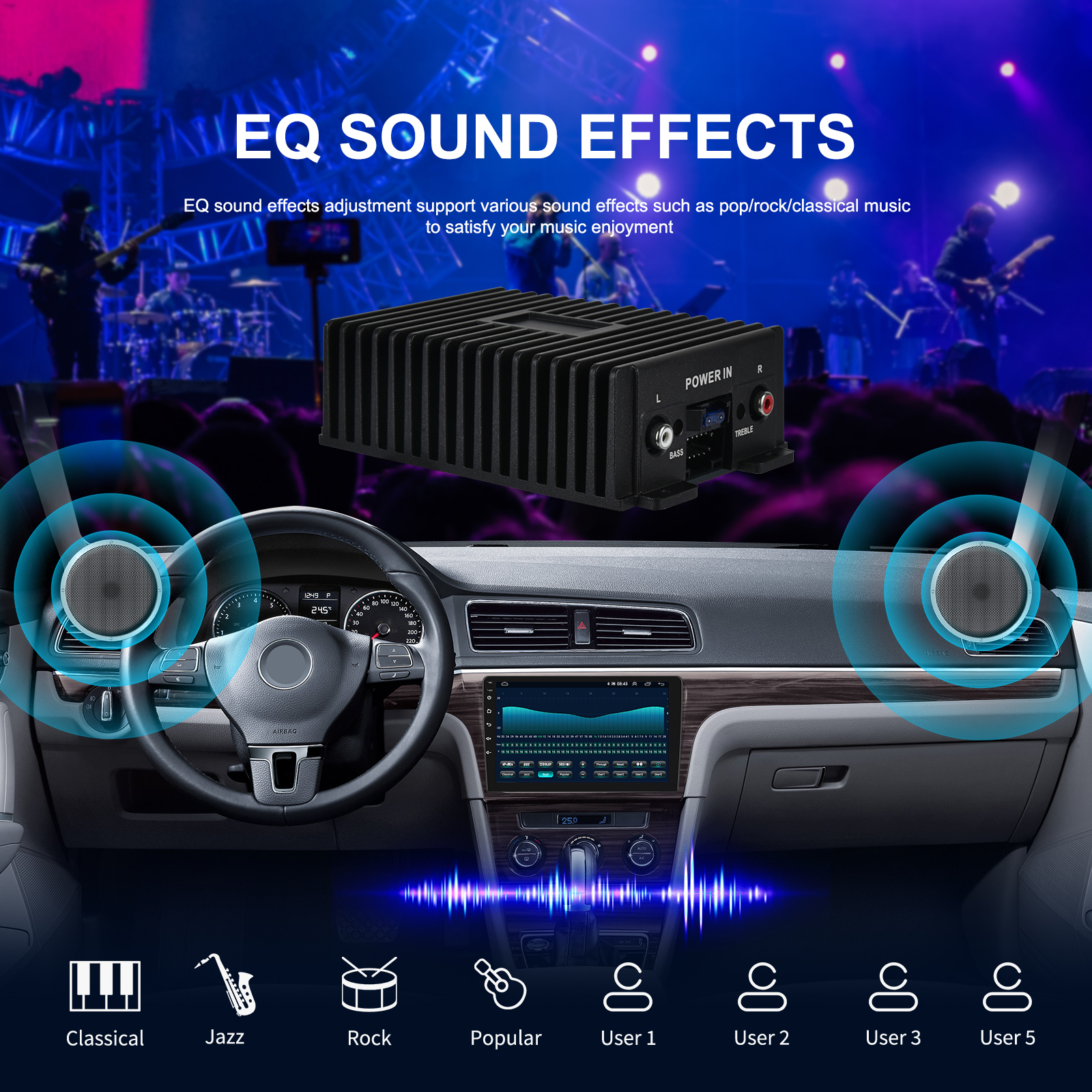 Amplificateur Audio Voiture DSP 80W×4 Égaliseur EQ Sortie 4 Canaux Son HI-FI - مكبر صوت للسيارة عالي الجودة - 6