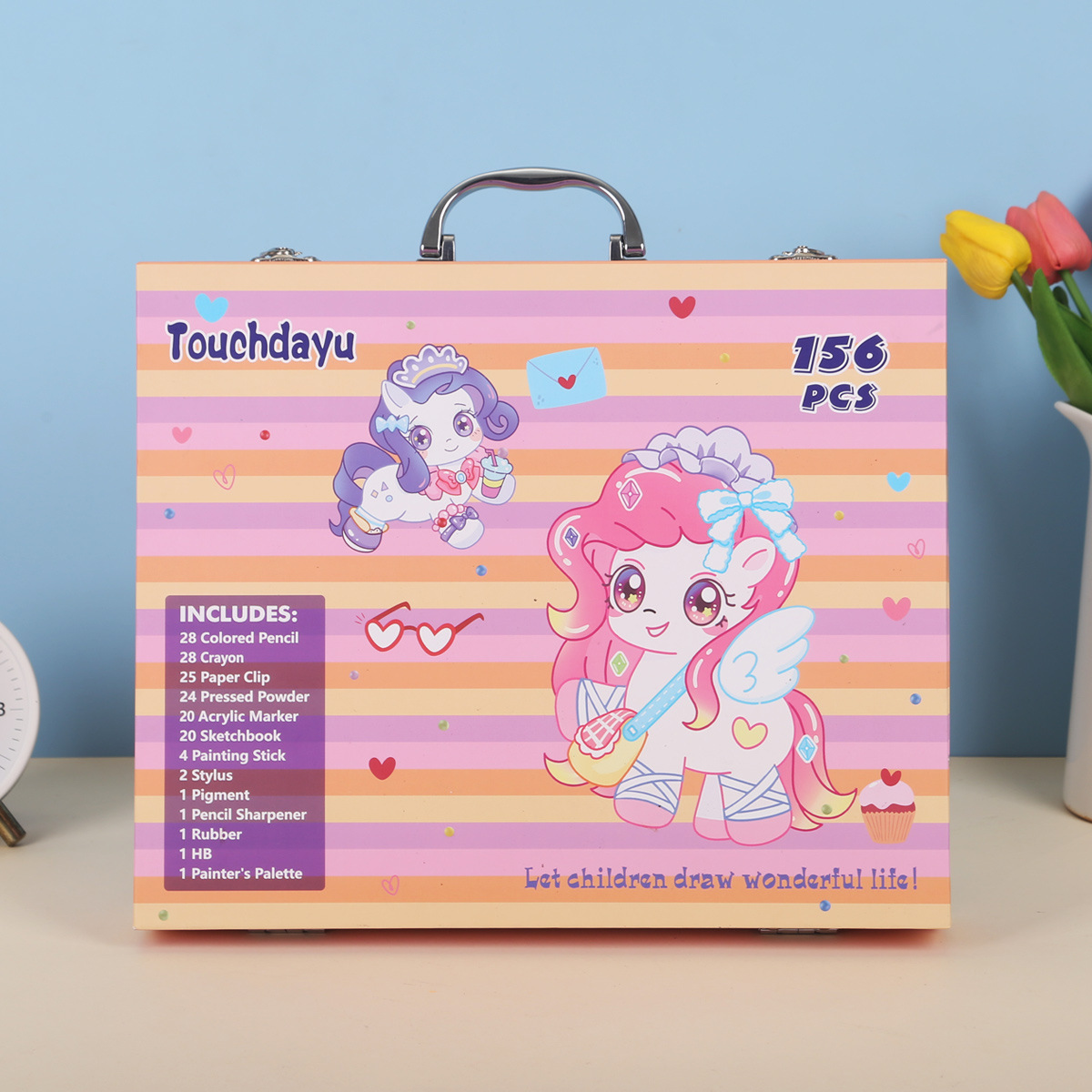 Mallette de Dessin et Peinture Pour Enfants 156 Pièces Touchdayu Kit d'Art Complet - حقيبة أدوات الرسم والتلوين الفاخرة للأطفال 156 قطعة - 8