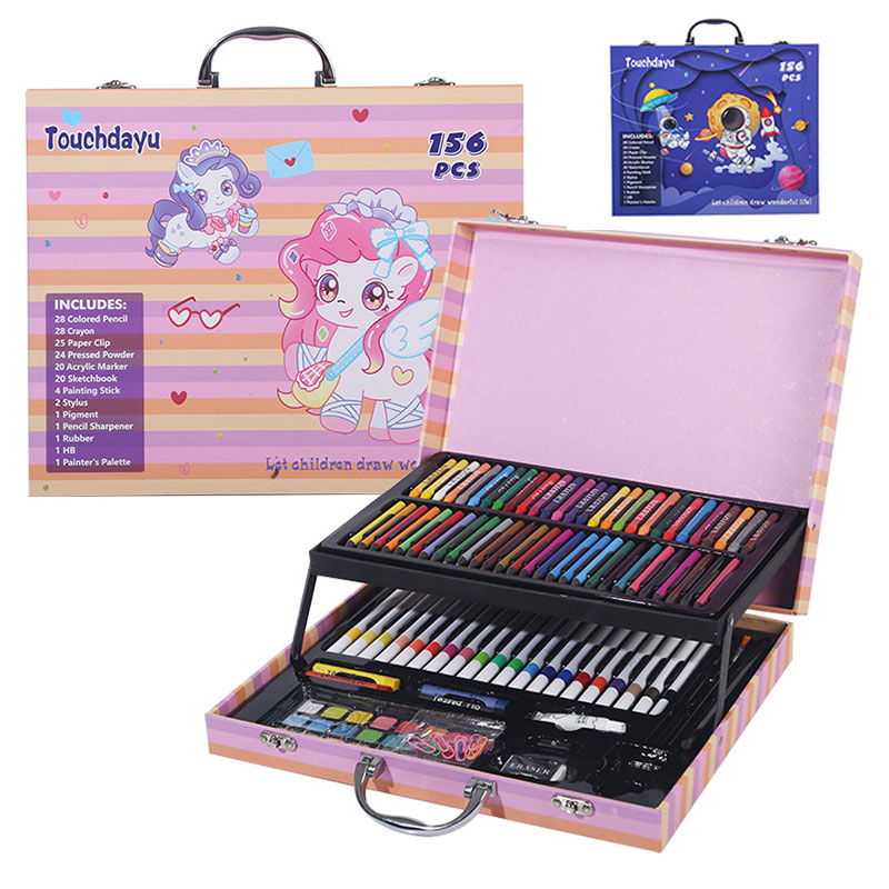 Mallette de Dessin et Peinture Pour Enfants 156 Pièces Touchdayu Kit d'Art Complet - حقيبة أدوات الرسم والتلوين الفاخرة للأطفال 156 قطعة 1