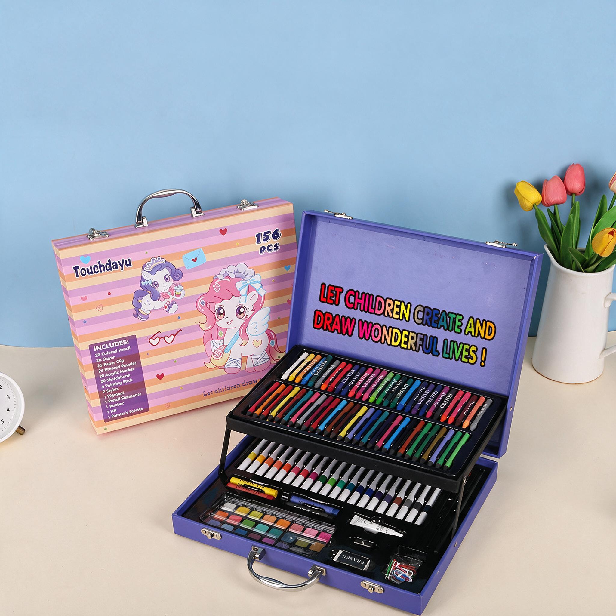 Mallette de Dessin et Peinture Pour Enfants 156 Pièces Touchdayu Kit d'Art Complet - حقيبة أدوات الرسم والتلوين الفاخرة للأطفال 156 قطعة 10