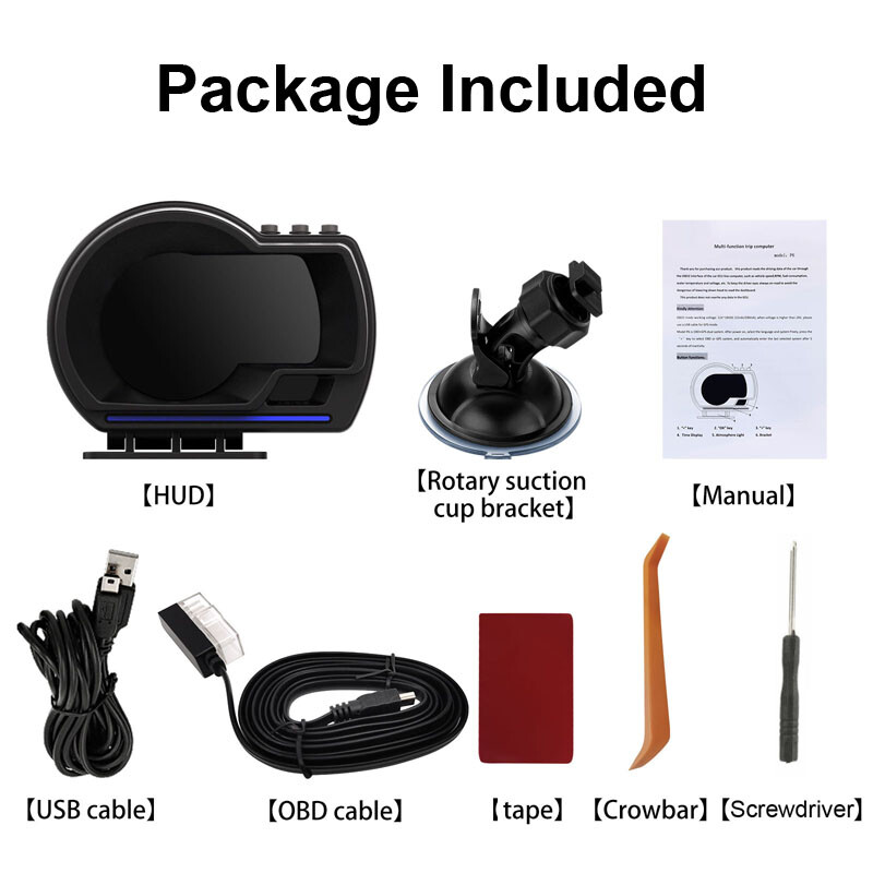 Afficheur Tête Haute HUD Intelligent Pour Voiture Système Double OBD2 + GPS 10 Alarme de Vitesse et Écran LCD - عداد السرعة الرقمي والشاشة الذكية للسيارة نظام مزدوج - 14