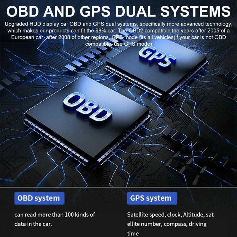 Afficheur Tête Haute HUD Intelligent Pour Voiture Système Double OBD2 + GPS 10 Alarme de Vitesse et Écran LCD - عداد السرعة الرقمي والشاشة الذكية للسيارة نظام مزدوج - 13