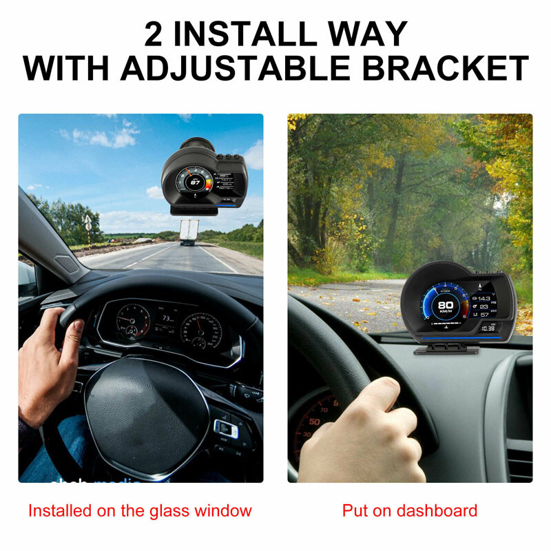 Afficheur Tête Haute HUD Intelligent Pour Voiture Système Double OBD2 + GPS 10 Alarme de Vitesse et Écran LCD - عداد السرعة الرقمي والشاشة الذكية للسيارة نظام مزدوج - 22