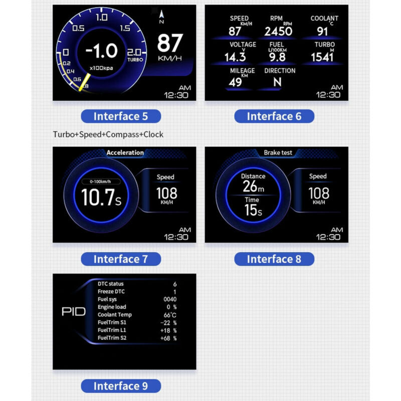 Afficheur Tête Haute HUD Intelligent Pour Voiture Système Double OBD2 + GPS 10 Alarme de Vitesse et Écran LCD - عداد السرعة الرقمي والشاشة الذكية للسيارة نظام مزدوج 17