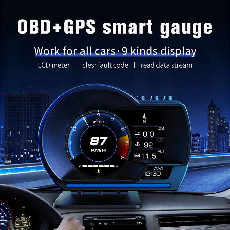 Afficheur Tête Haute HUD Intelligent Pour Voiture Système Double OBD2 + GPS 10 Alarme de Vitesse et Écran LCD - عداد السرعة الرقمي والشاشة الذكية للسيارة نظام مزدوج 21