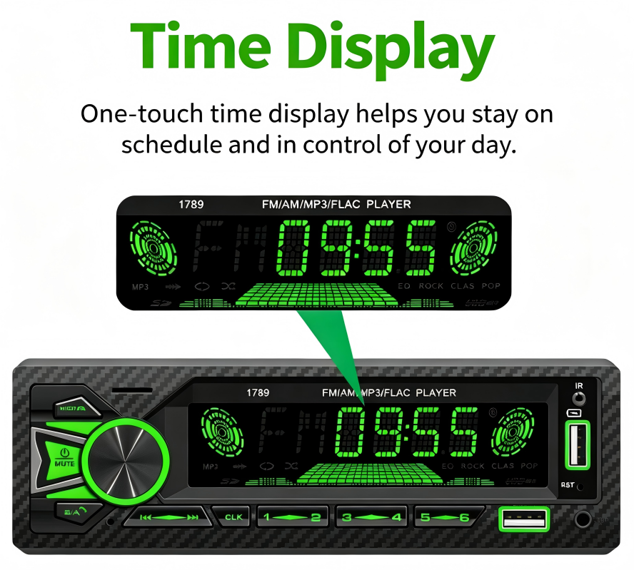 Autoradio Bluetooth 1DIN 7 Couleurs LED et Charge Rapide 2.1A Pioneer 9900 - راديو سيارة بلوتوث 3