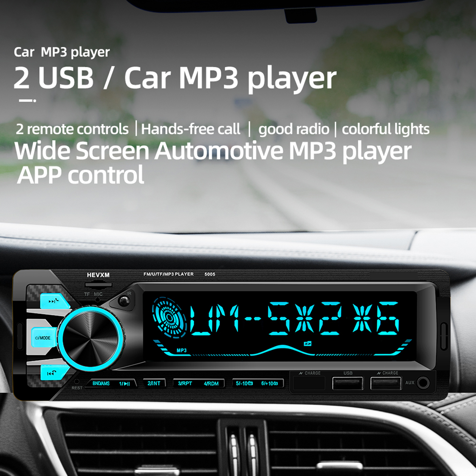 Autoradio Bluetooth 1DIN 7 Couleurs LED et Charge Rapide 2.1A Pioneer 9900 - راديو سيارة بلوتوث 7