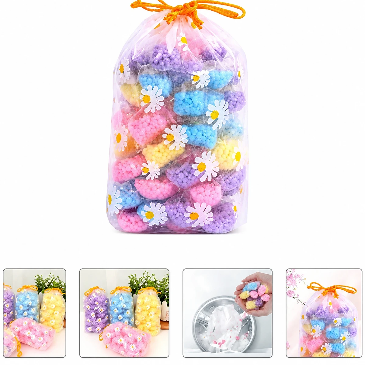 Perles adoucissantes parfumées pour le linge – 50 perles à utiliser en machine pour un linge frais et propre -حبيبات معطرة لتنعيم الأقمشة - 50 قطعة من حبيبات معطرة للغسيل لرائحة منعشة ونظيفة - 4