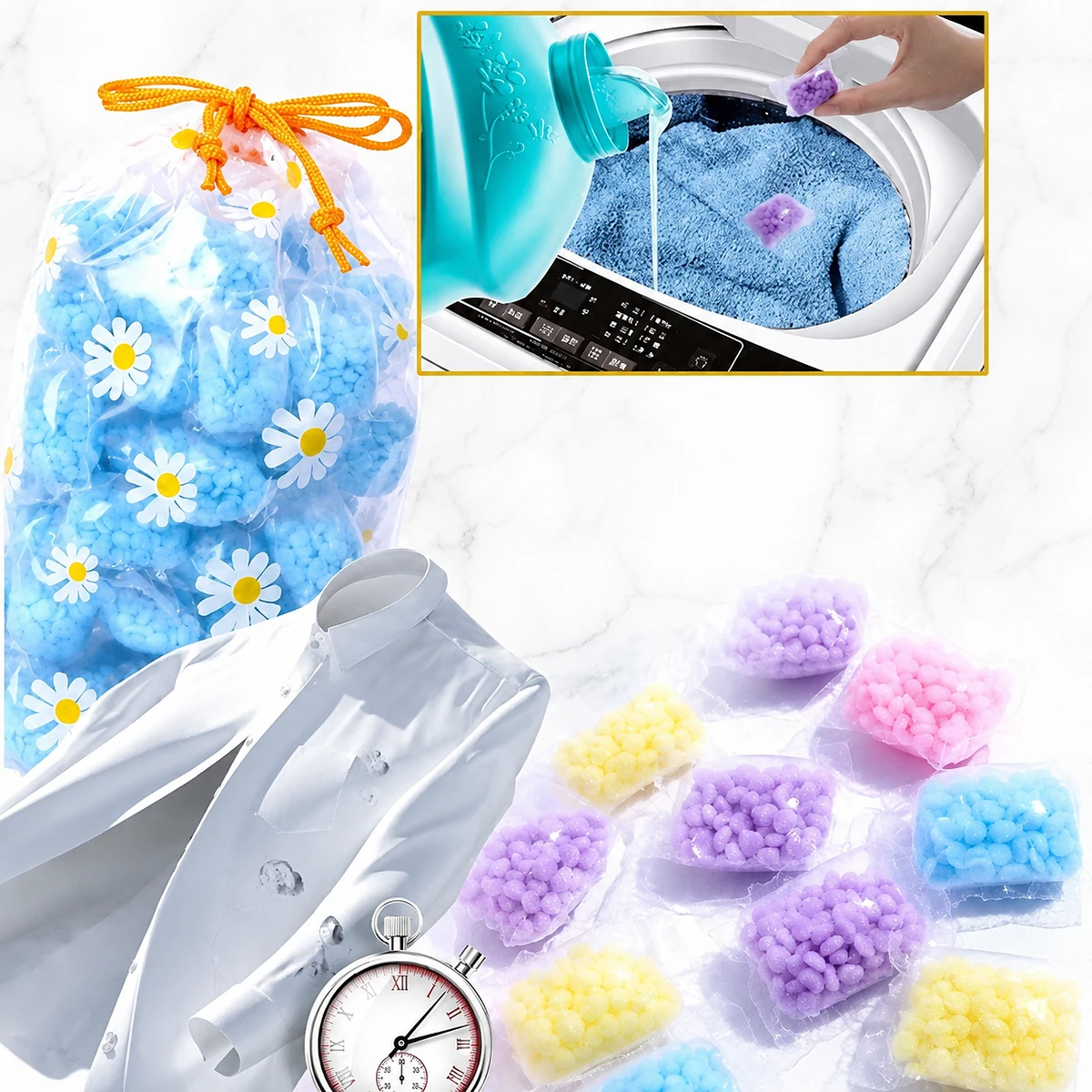 Perles adoucissantes parfumées pour le linge – 50 perles à utiliser en machine pour un linge frais et propre -حبيبات معطرة لتنعيم الأقمشة - 50 قطعة من حبيبات معطرة للغسيل لرائحة منعشة ونظيفة 3