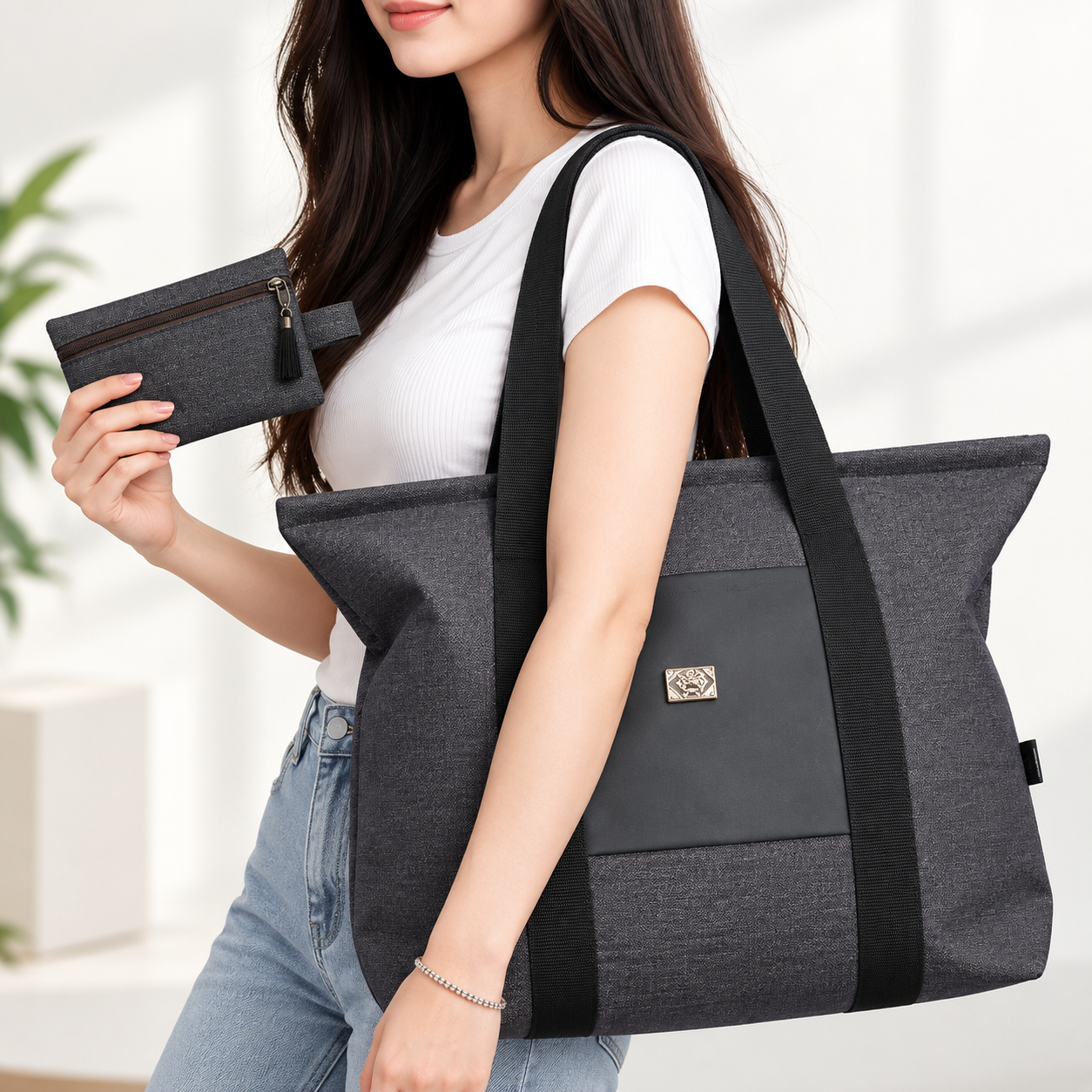 Sac à main Grande capacité avec un portefeuille pour femme 3