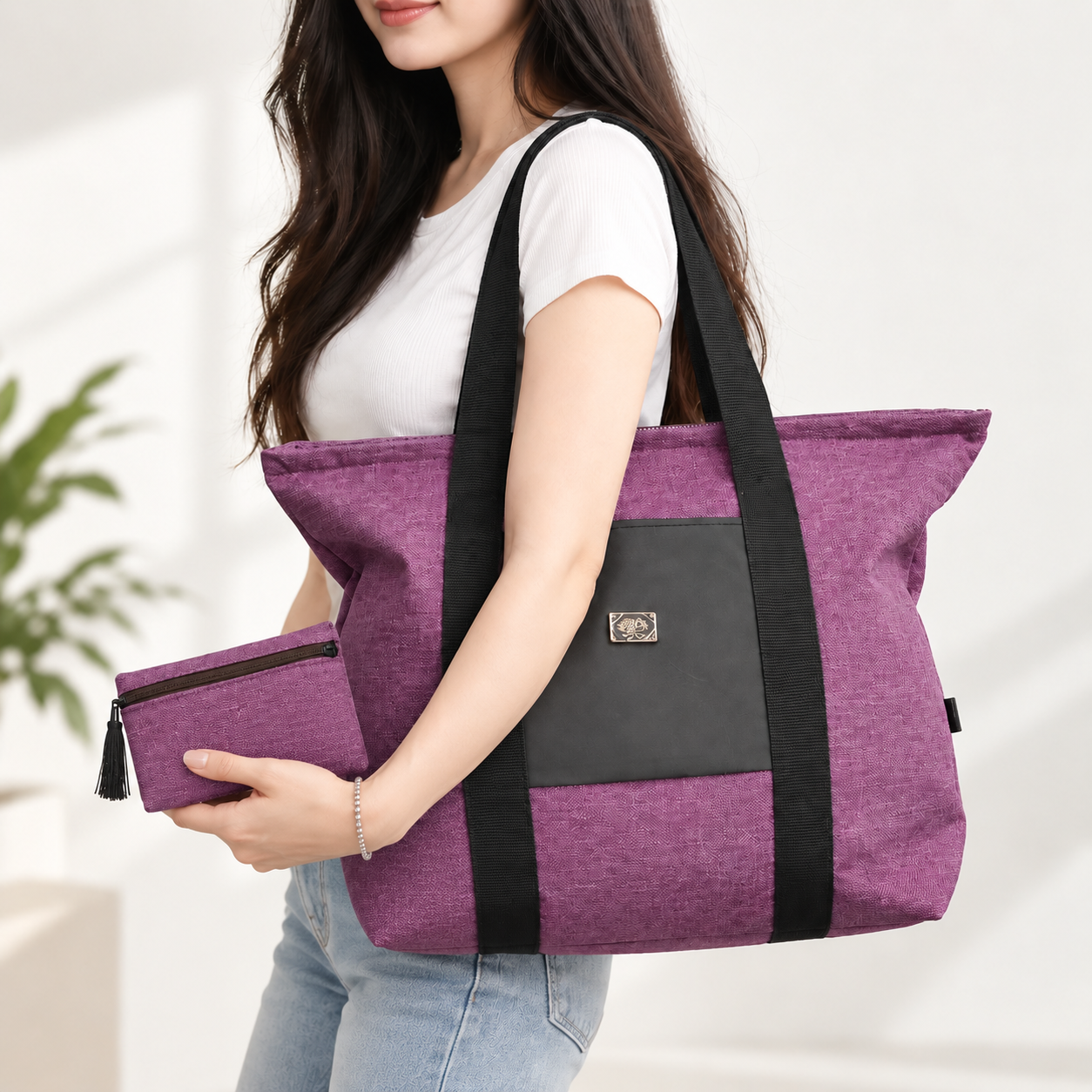 Sac à main Grande capacité avec un portefeuille pour femme 1