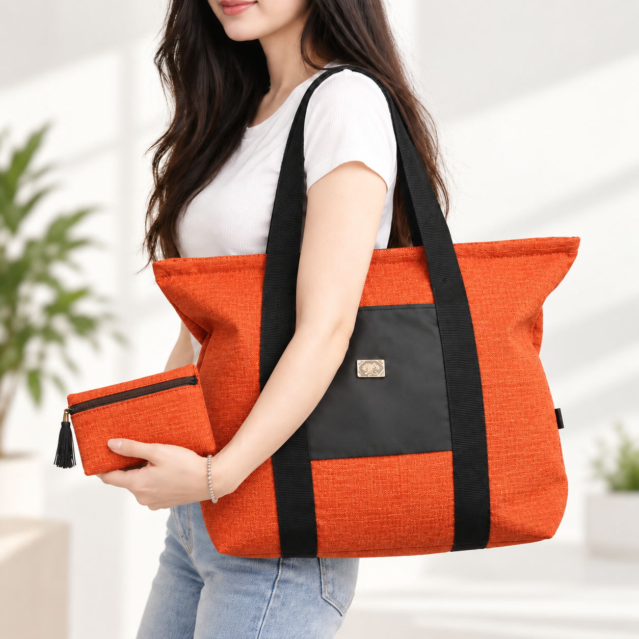 Sac à main Grande capacité avec un portefeuille pour femme 4