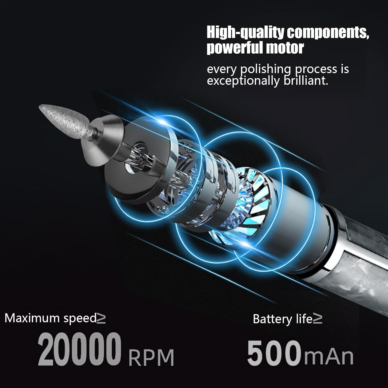 Ponceuse à Ongles Électrique Sans Fil Rechargeable Pour Manucure et Pédicure 4 Vitesses, 12 Embouts - مبرد ومقلم الأظافر الكهربائي اللاسلكي القابل للشحن 6