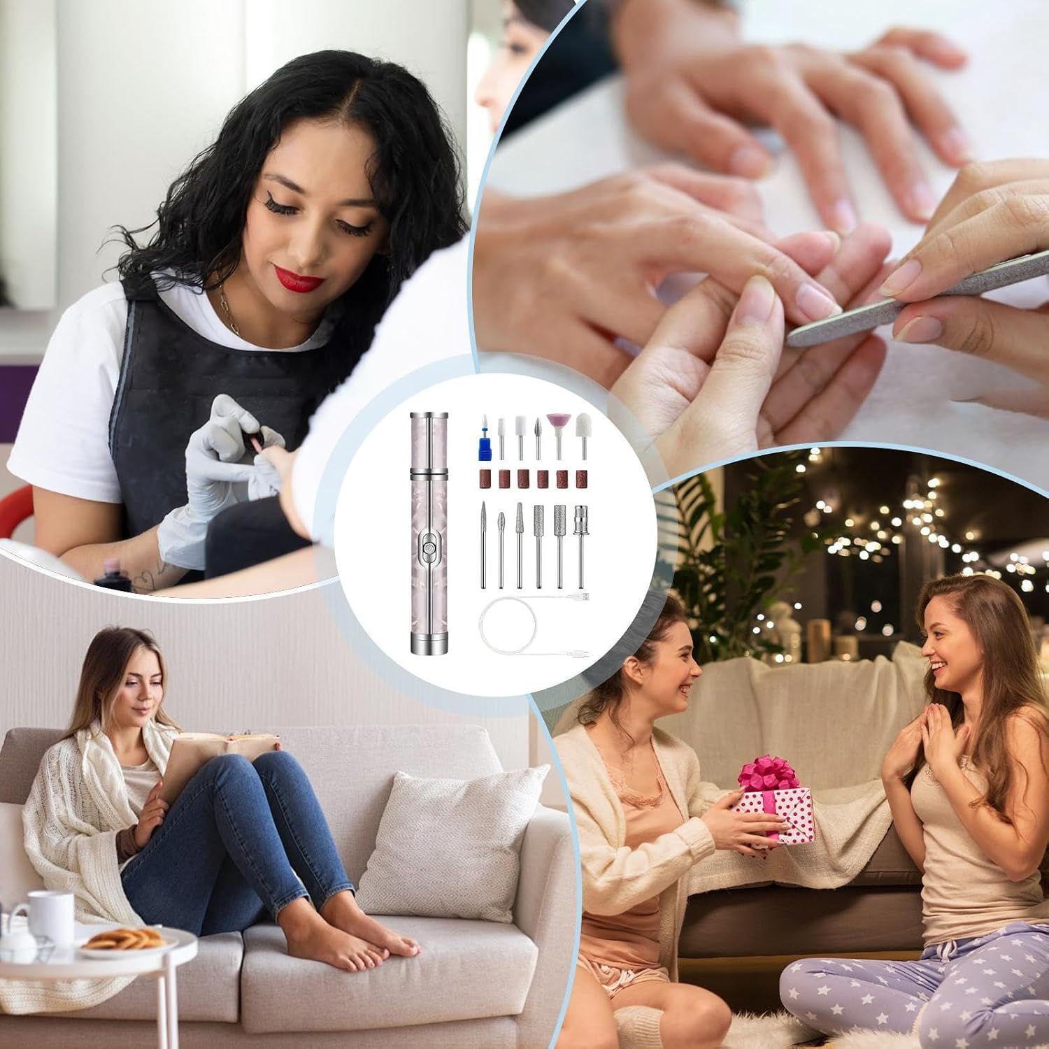 Ponceuse à Ongles Électrique Sans Fil Rechargeable Pour Manucure et Pédicure 4 Vitesses, 12 Embouts - مبرد ومقلم الأظافر الكهربائي اللاسلكي القابل للشحن 8