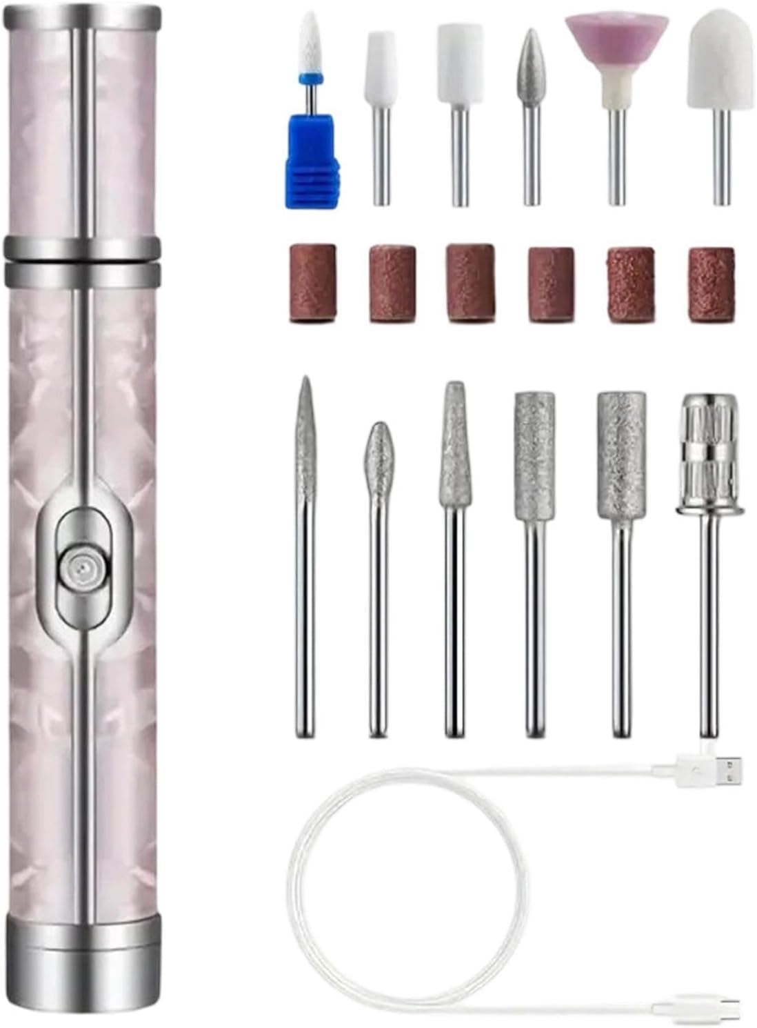 Ponceuse à Ongles Électrique Sans Fil Rechargeable Pour Manucure et Pédicure 4 Vitesses, 12 Embouts - مبرد ومقلم الأظافر الكهربائي اللاسلكي القابل للشحن 11