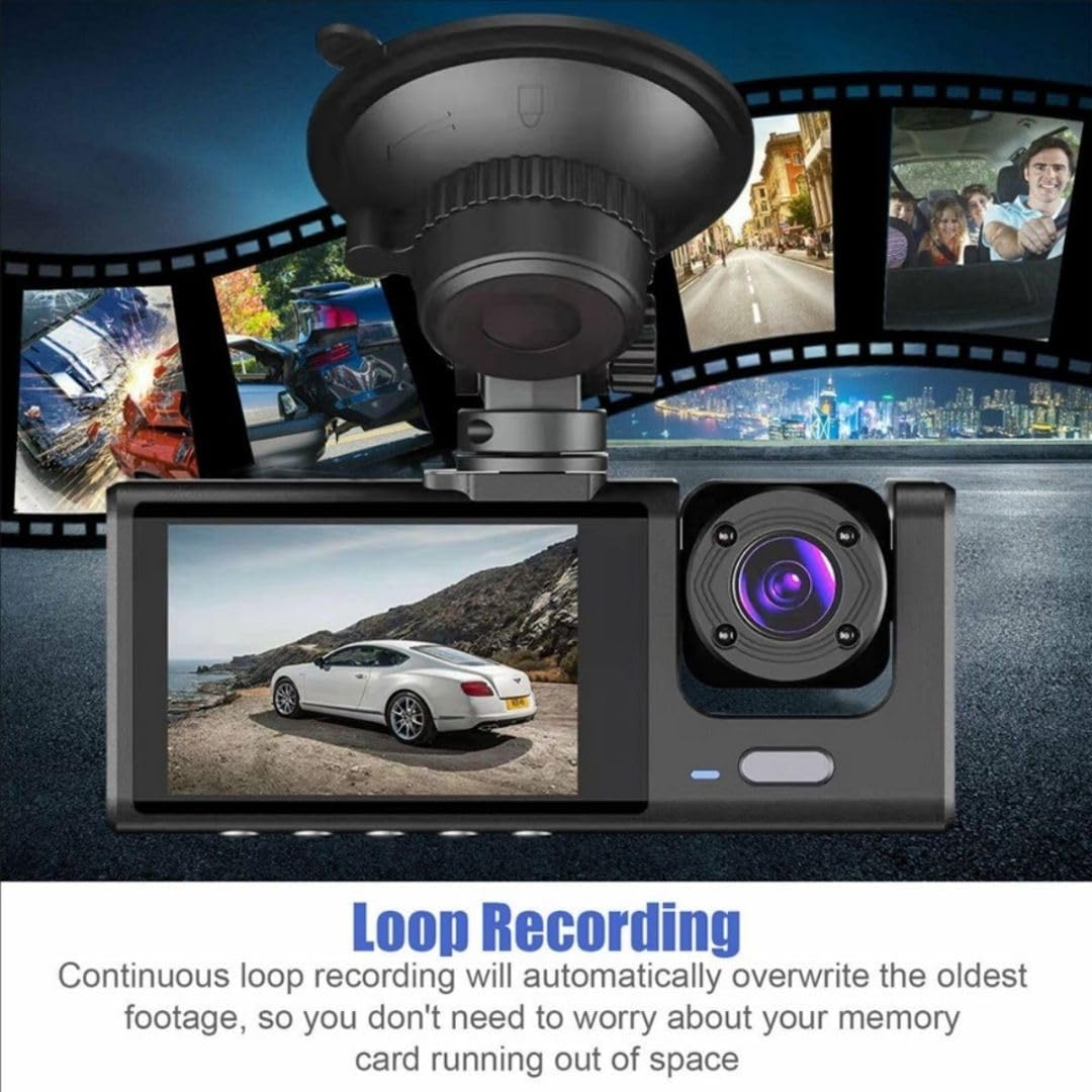 Black Box Caméra d'Aide au Stationnement et Dashcam Voiture 3 Canaux 1080P Full HD - كاميرا قيادة السيارات الثلاثية مع شاشة وزاوية عريضة 170 درجة - 7