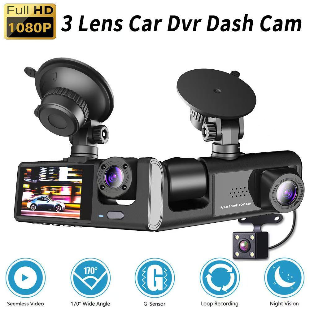 Black Box Caméra d'Aide au Stationnement et Dashcam Voiture 3 Canaux 1080P Full HD - كاميرا قيادة السيارات الثلاثية مع شاشة وزاوية عريضة 170 درجة 16