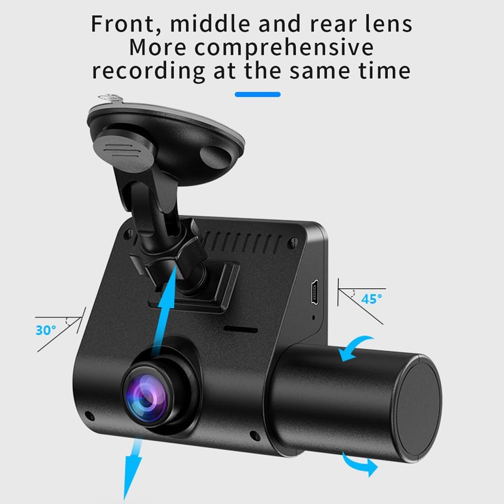 Car DVR Caméra Dashcam Voiture 3 Canaux 1080P Full HD Vision Nocturne Infrarouge - كاميرا قيادة السيارات الثلاثية مع رؤية ليلية بالأشعة تحت الحمراء - 4