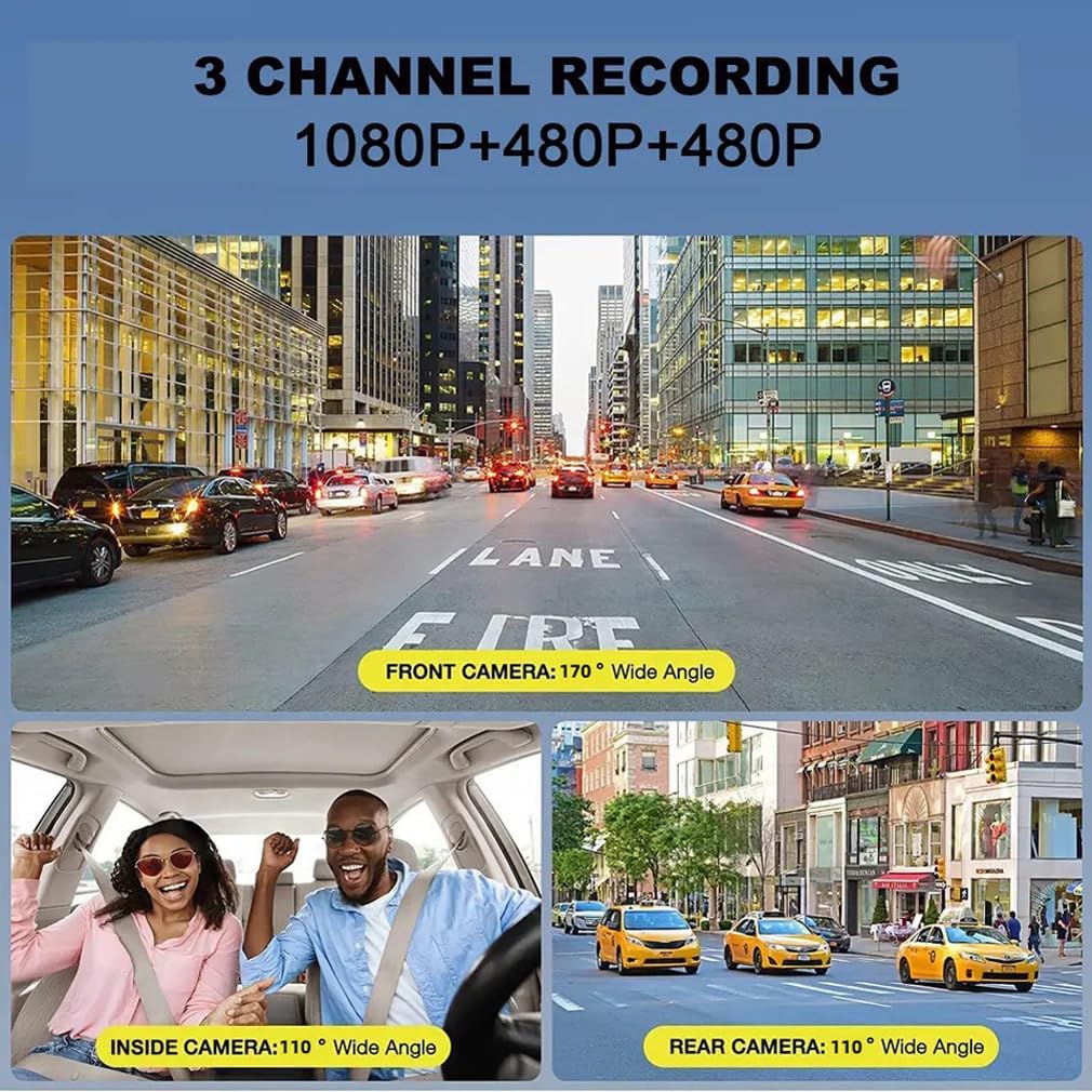 Car DVR Caméra Dashcam Voiture 3 Canaux 1080P Full HD Vision Nocturne Infrarouge - كاميرا قيادة السيارات الثلاثية مع رؤية ليلية بالأشعة تحت الحمراء - 7