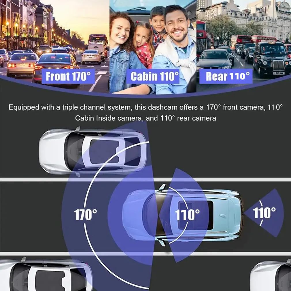 Car DVR Caméra Dashcam Voiture 3 Canaux 1080P Full HD Vision Nocturne Infrarouge - كاميرا قيادة السيارات الثلاثية مع رؤية ليلية بالأشعة تحت الحمراء 8