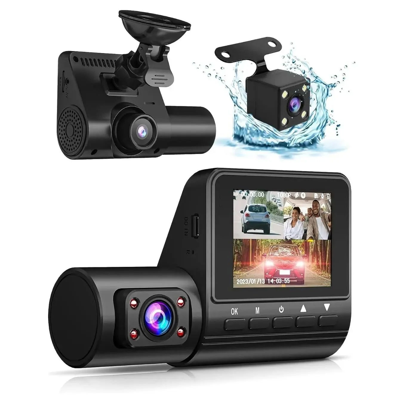 Car DVR Caméra Dashcam Voiture 3 Canaux 1080P Full HD Vision Nocturne Infrarouge - كاميرا قيادة السيارات الثلاثية مع رؤية ليلية بالأشعة تحت الحمراء 2