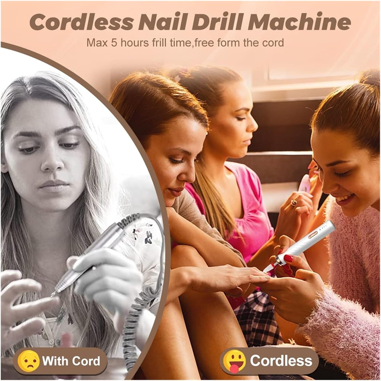 Ponceuse à Ongles Électrique Sans Fil 3 Vitesses Double Sens de Rotation USB Rechargeable - مبرد ومقلم الأظافر الكهربائي اللاسلكي 3 سرعات - 6